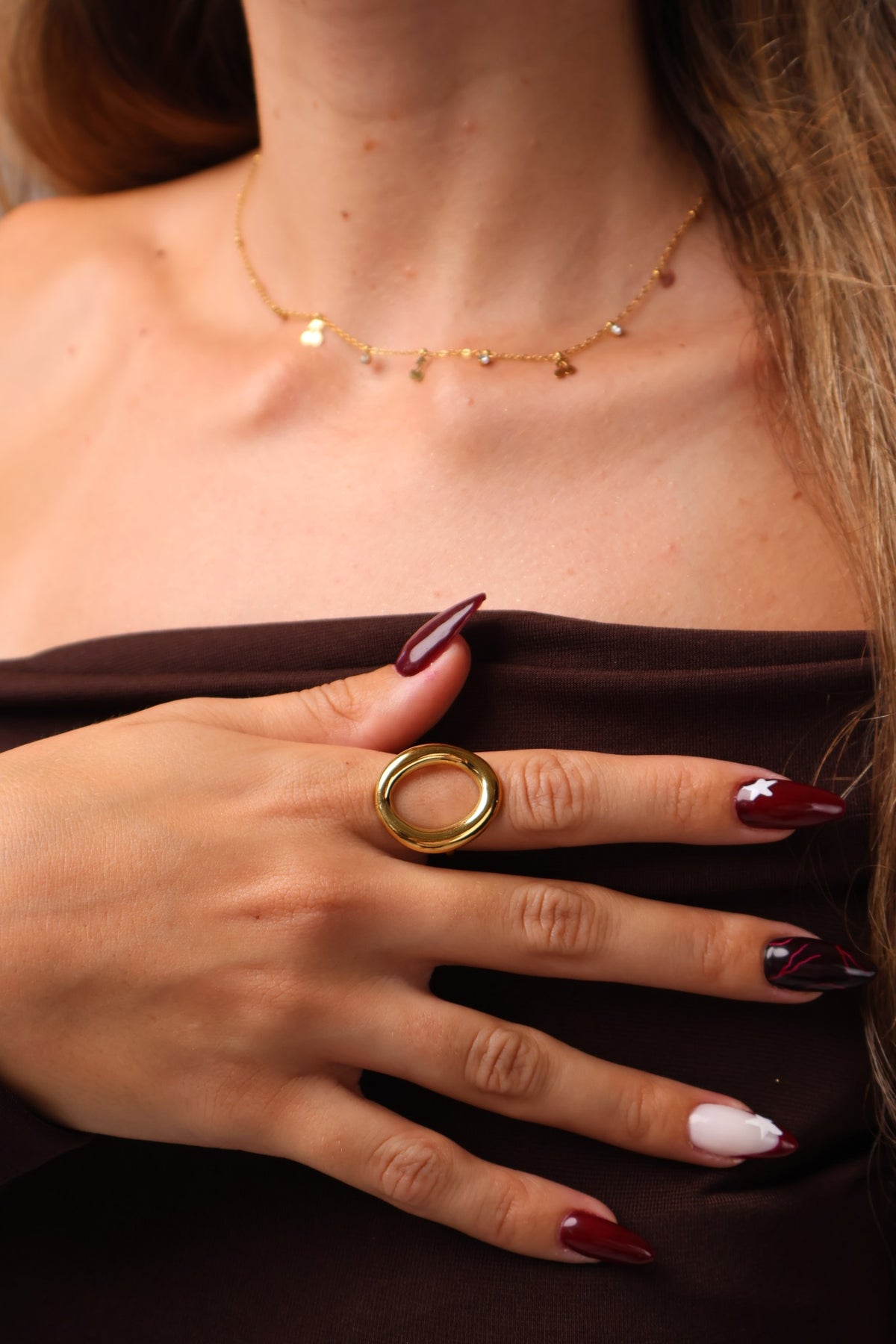 Anel Aço Inoxidável Dourado