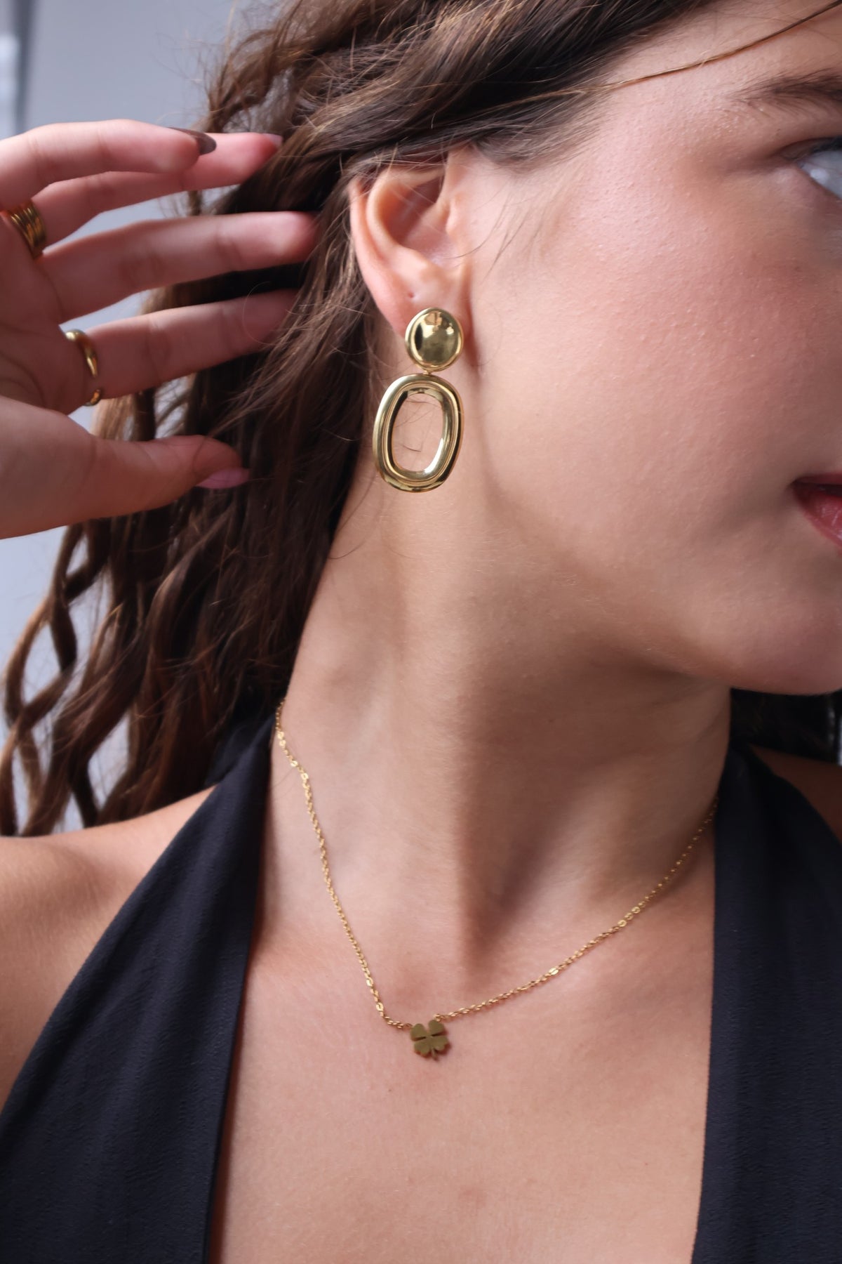 Colar Brilhante Aço Inoxidável Dourado