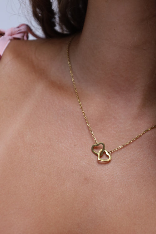 Colar Corações Aço Inoxidável Dourado